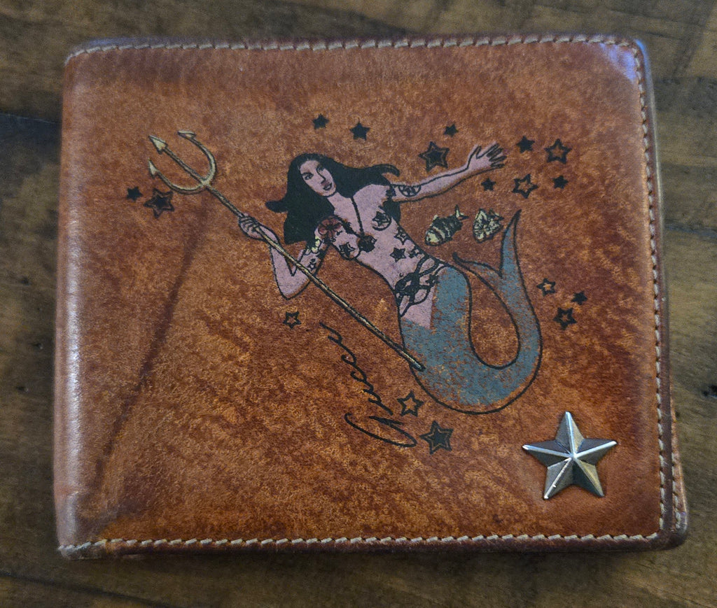 Gucci Wallet Mermaid Tattoo Super Rare Tan Leather Bifold Mens Vintage 2009