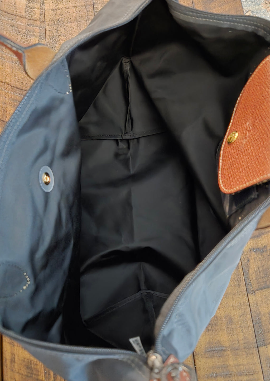 Longchamp Pliage Eiffel Tower Nylon Tote Duffel Bag Dark Blue Foldable New