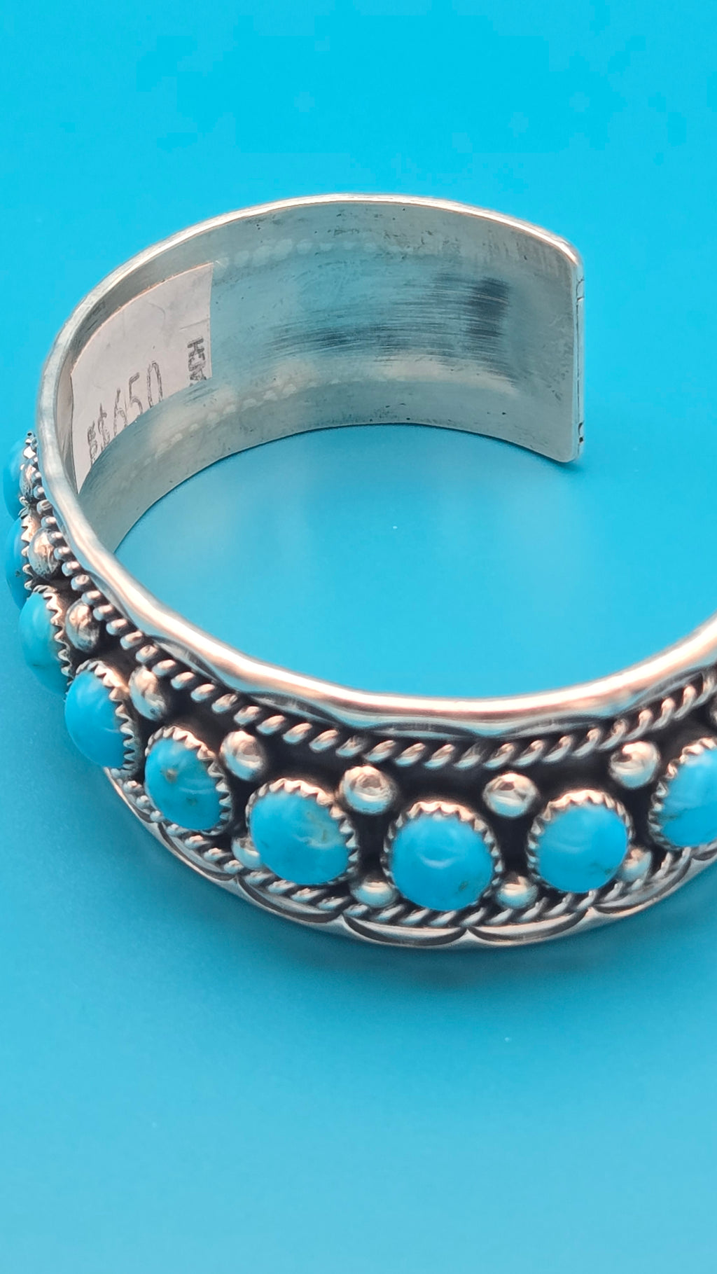 Navajo Sterling Silver 15-Stone Turquoise Cuff Bracelet Chester Charley