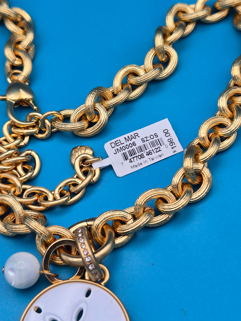 Brighton Del Mar Charm Necklace Sand Dollar Medallion Pearl