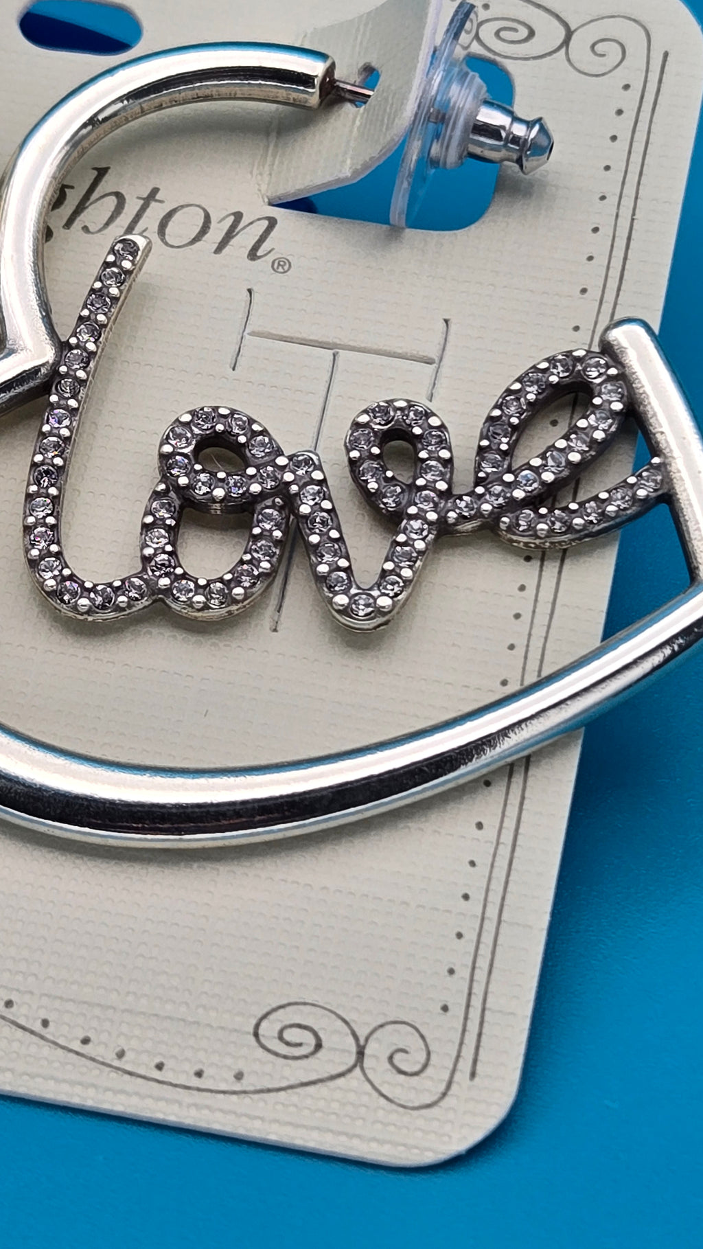 Brighton Love Script Sparkle Earrings Post Crystals
