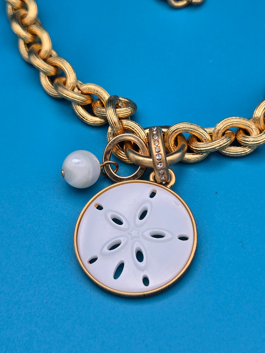 Brighton Del Mar Charm Necklace Sand Dollar Medallion Pearl