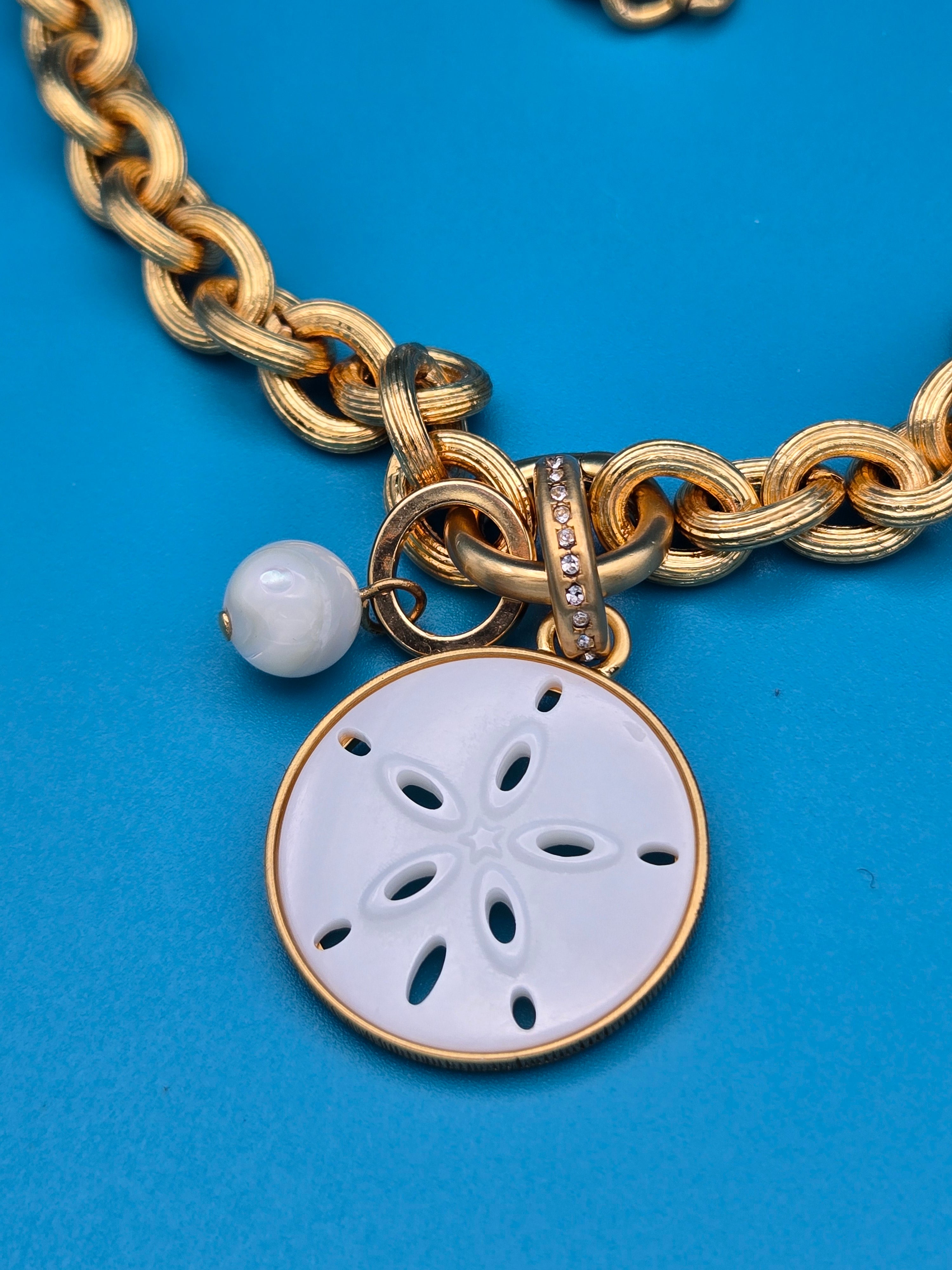 Brighton Del Mar Charm Necklace Sand Dollar Medallion Pearl