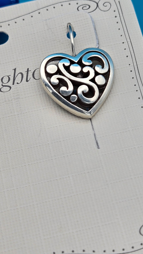 Brighton Contempo Heart Leverback Dangle Earrings Dust Bag NWT $52