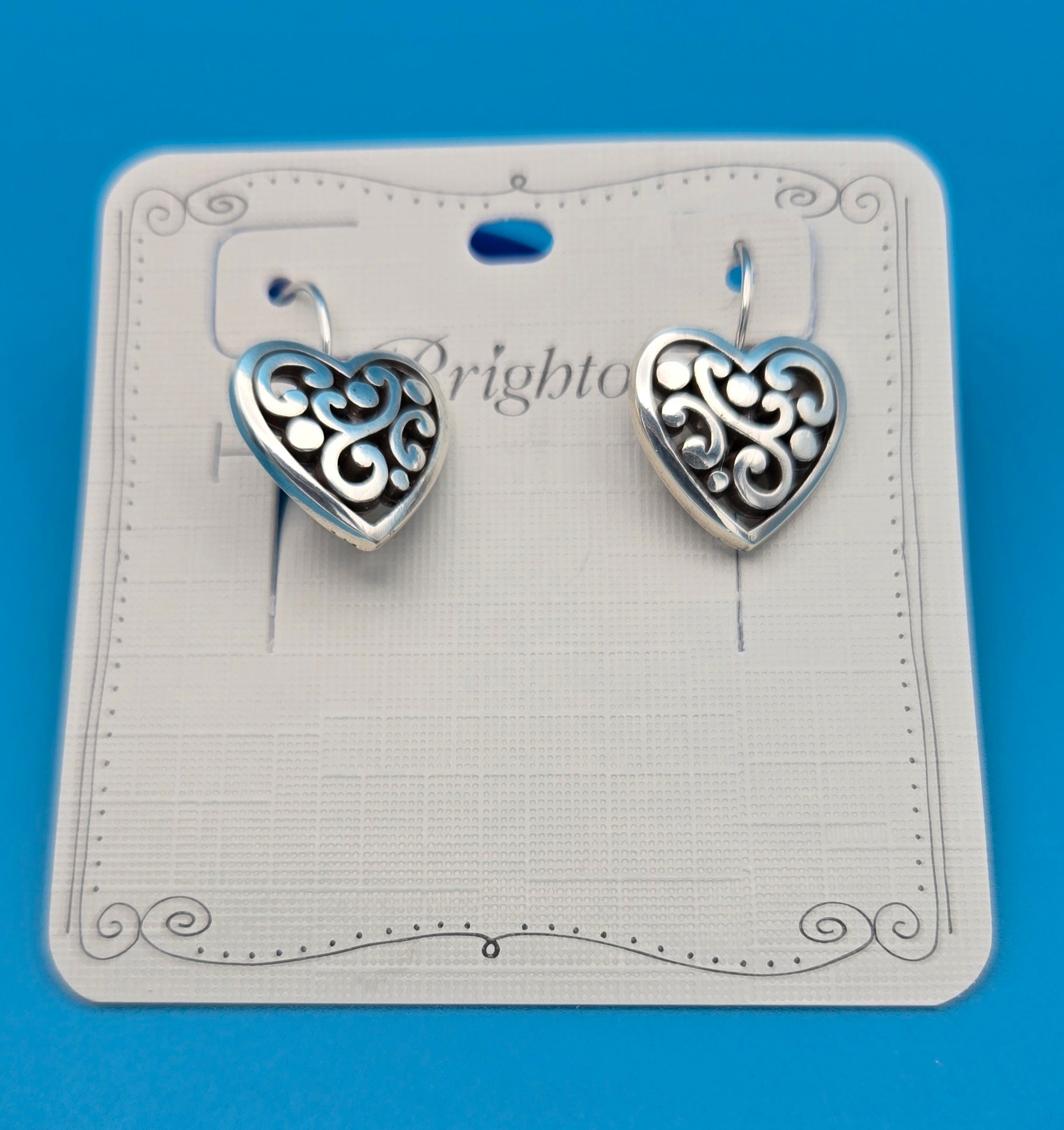 Brighton Contempo Heart Leverback Dangle Earrings Dust Bag NWT $52