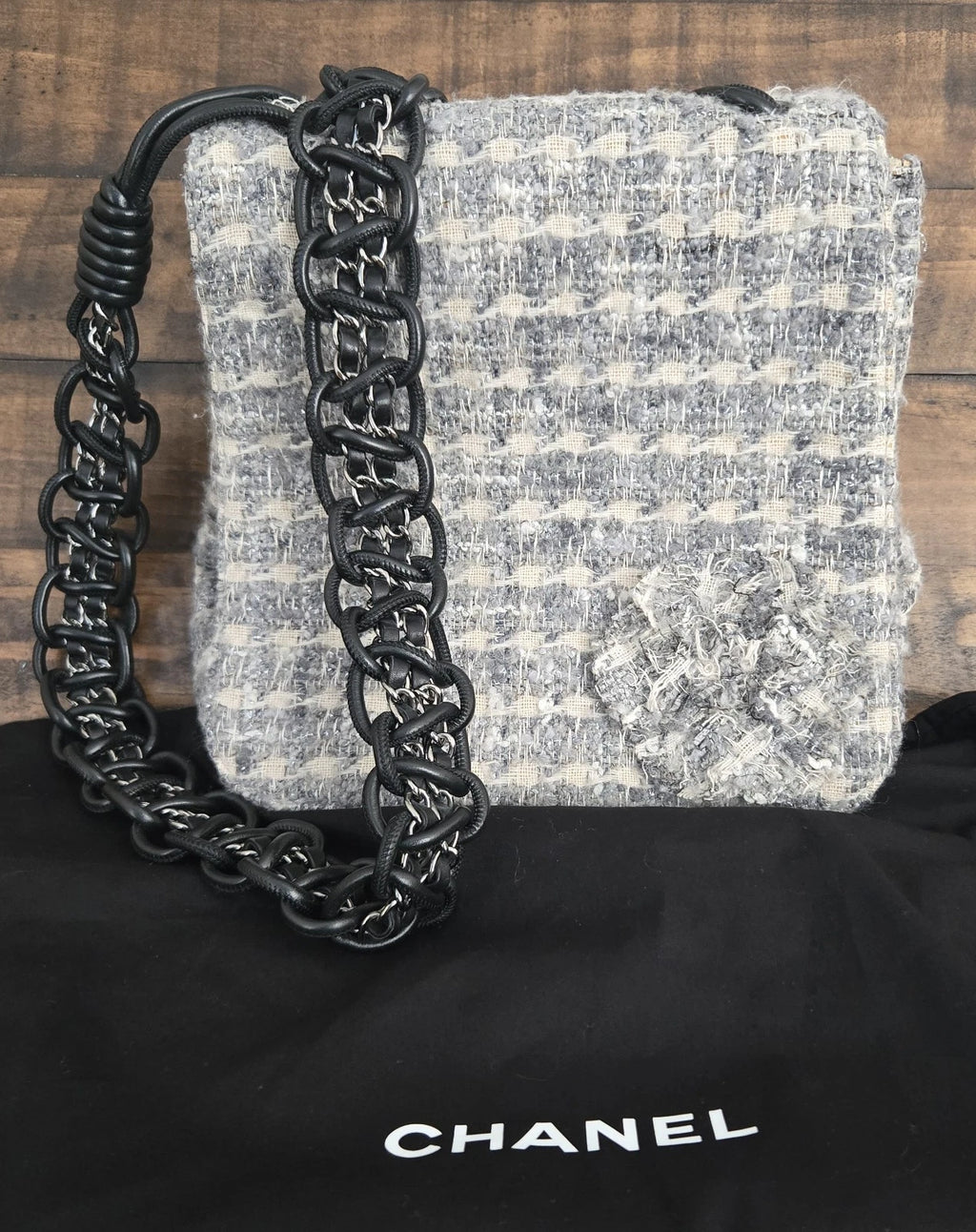 Chanel Tweed Large Flap Messenger Shoulder Bag