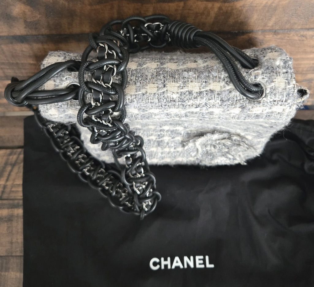 Chanel Tweed Large Flap Messenger Shoulder Bag