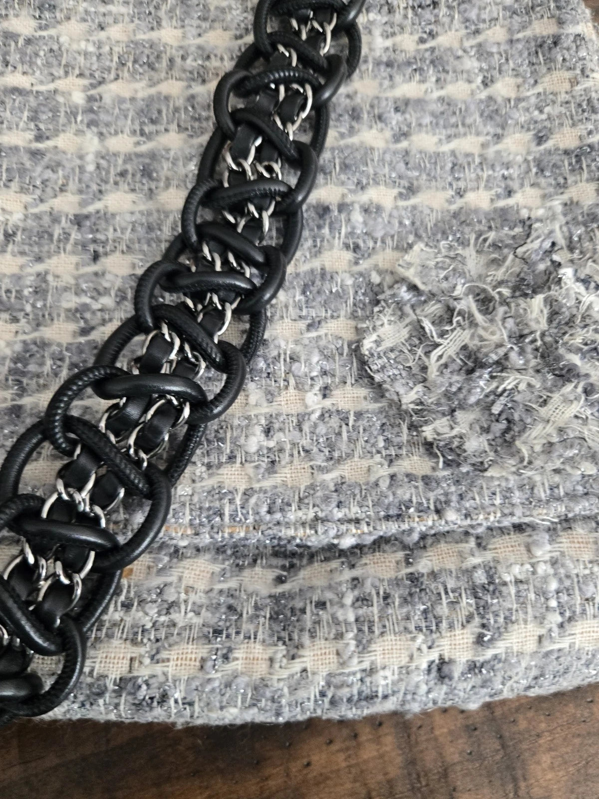 Chanel Tweed Large Flap Messenger Shoulder Bag