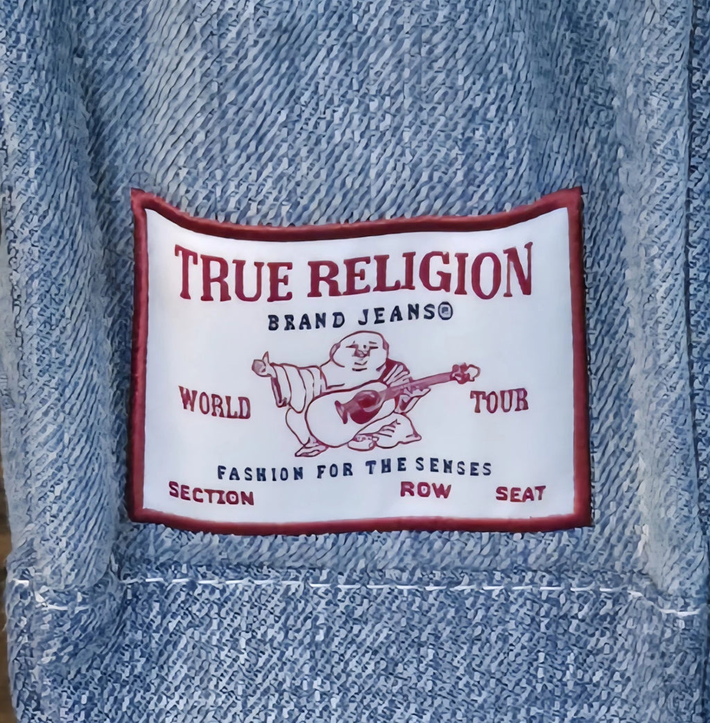 True Religion Mini Denim Crossbody Tote Bag with Removable Strap