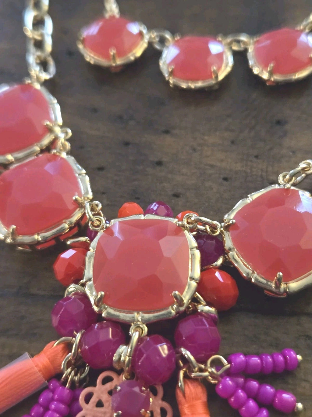 Lilly Pulitzer Necklace New Exotic Tassel Double Strand Pink Pouch