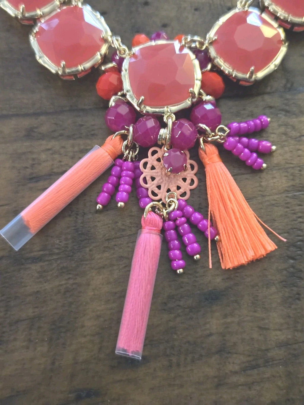 Lilly Pulitzer Necklace New Exotic Tassel Double Strand Pink Pouch