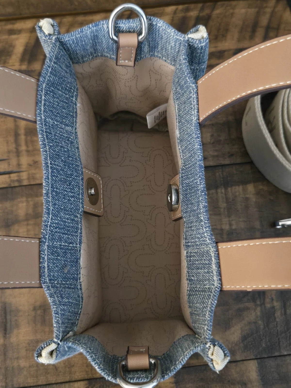 True Religion Mini Denim Crossbody Tote Bag with Removable Strap