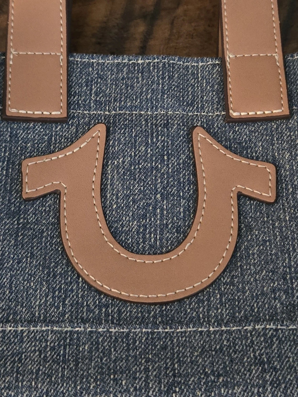 True Religion Mini Denim Crossbody Tote Bag with Removable Strap